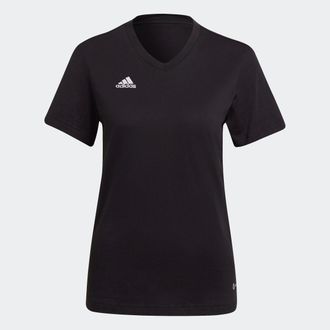 adidas Trainingsshirt ADIDAS PERFORMANCE ENT22 TEE W, Damen, Gr. XS, schwarz, Obermaterial: 100% Baumwolle, bestickt, normal, V-Ausschnitt, Shirts Trainingss