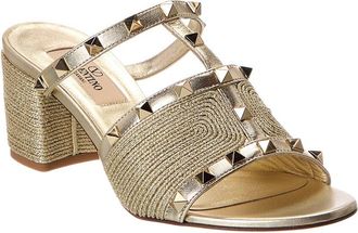 Valentino Rockstud 60 Rope & Leather Sandal