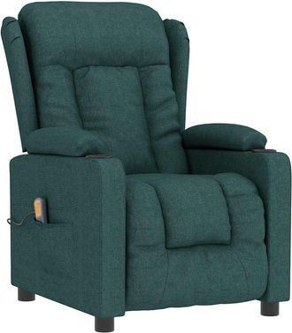vidaXL Sill&oacute;n De Masaje De Tela Verde Oscuro Vidaxl