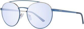 Guess Mens Gu7742 Round Metal Aviators - Blue - One Size