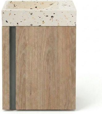Saniclass Chaci Toiletmeubelset - 40x65cm - 1 deur - 1 kraangat - rechts - fontein terrazzo - eiken