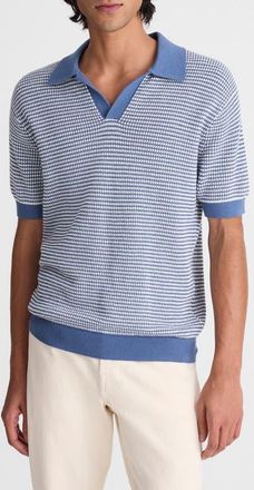 Madewell Textured Stitch Johnny Collar Sweater Polo in Steel Blue at Nordstrom, Size Xx-Large