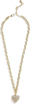 BaubleBar Millie Crystal Heart Pendant Necklace in Gold at Nordstrom