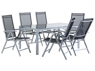 Beliani Conjunto de comedor 6 personas de aluminio negro