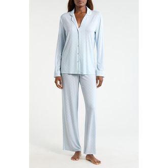 Nordstrom Moonlight Eco Knit Pajamas in Blue Cutout Geo at Nordstrom, Size X-Small