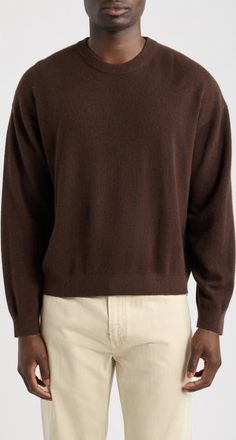 Frame Denim Lightweight Cashmere Crewneck Sweater in Deep Brown at Nordstrom, Size Xx-Large