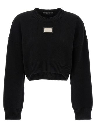 Dolce & Gabbana Black Logo plaque sweater