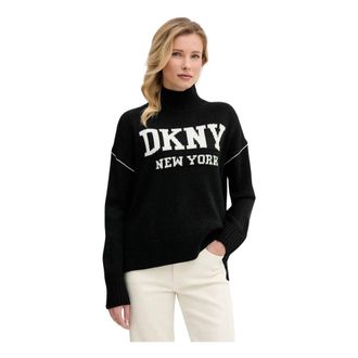 DKNY Trui met Halve Col - Dames - Coltruien - Zwart - M - Truien & Vesten