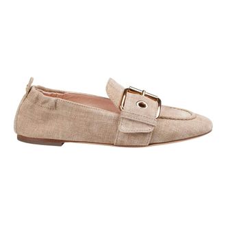 AGL Loafers, female, Beige, Size: 8 1/2 US Maya Embellished Buckle Loafers