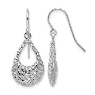 Diamond2Deal 14K White Gold Shepherd Hook Drop Dangle Earrings