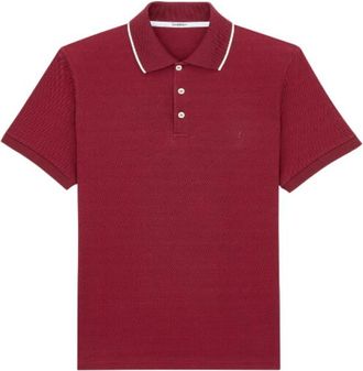 Saint Laurent Red Shirt Collar Polos