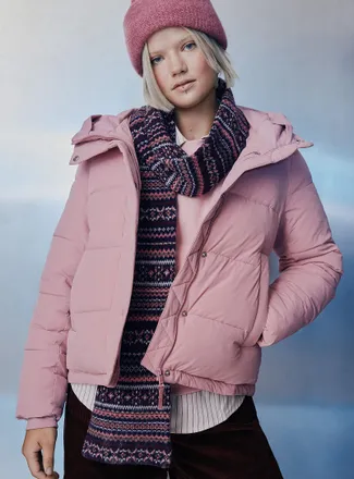 Simons Womens Fair Isle double-layer scarf Recycled lambswool