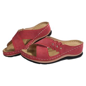 Generic Sandals for Women Orthotic T-Strap Slides Breathable Arch Support Walking Shoes Comfortable Soft Sole Wedge Slippers Open Toe Bohemian Shoes Slip On S