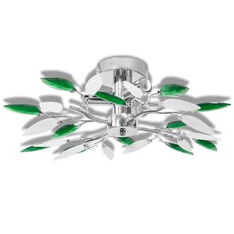 Berkfield Home Ceiling Lamp Acrylic Crystal Leaf Arms 3 E14 Bulbs