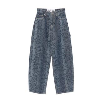 Liu Jo Wide-leg jeans with maxi-logo - female - Liu Jo - Wide Jeans - Blue - W28 - Jeans