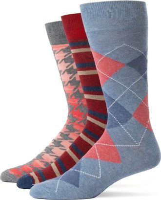 Lorenzo Uomo Assorted 3-Pack Crew Socks in Red at Nordstrom Rack, Size 10-13