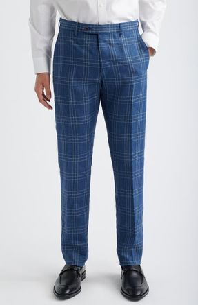 Zanella Noah Linen Dress Pants in Blue at Nordstrom, Size 35 X R