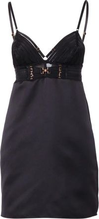 Elisabetta Franchi Duchess Satin Mini Jurk - Dames - Korte kleedjes - Zwart - S - Polyester - Kleedjes