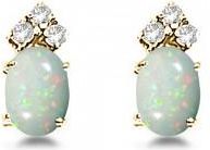 Allurez Oval Lab Opal & Diamond Stud Earrings 14k Yellow Gold (1.24ct)