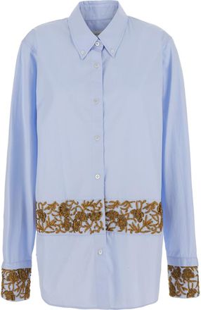 Dries Van Noten Blue Regular Embroidered Shirt