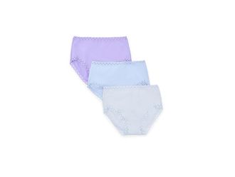 Natori Bliss Full Brief 3-Pack Womens Underwear Frosted Sky/Blue Mist/Violet Tulip : M (Womens 10-12), Cotton/Lace/Lycra