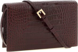 Tom Ford Crocodile-Embossed Calf Leather Clutch - Burgundy