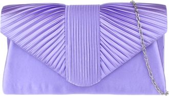 Girly HandBags Womens Pleated Satin Clutch Bag Medium Lilac
