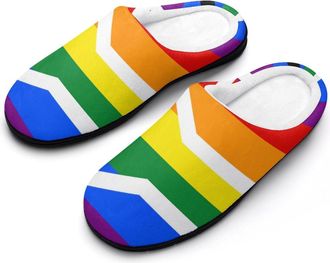 Generic LGBT Gay Proud South Africa Flag Funny Mens Cotton Slippers Soft Non-Slip Rubber Sole House Slipper Indoor Outdoor