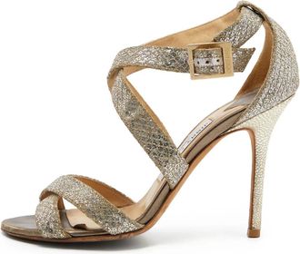 Jimmy Choo London 105mm diamond-pattern sandals - Gold