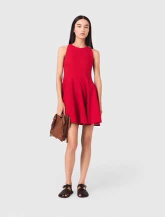 Maje Short Flared Linen-blend Dress - Red - Maje
