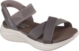 Skechers Sandale SKECHERS ULTRA FLEX 3.0-NEVER BETTER, Damen, Gr. 37, grau (taupe), Textil, Schuhe Sandale, Freizeitschuh, Sandale mit Slip-In Funktion