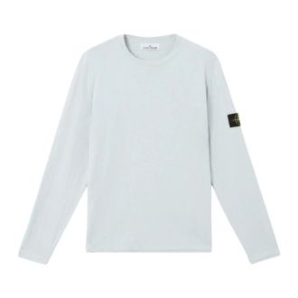 Stone Island Cotton Nylon Crewneck Sweater - Heren - Longsleeves - Blauw - XL - Nylon - Tops