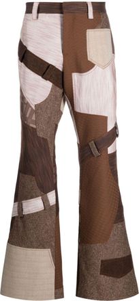 Moschino low-rise patchwork flared trousers - men - Virgin Wool/Cotton/Polyester/Acetate/Viscose - 48 - Brown