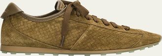 Jacquemus Mens Les Tennis Woven Suede Low-Top Sneakers