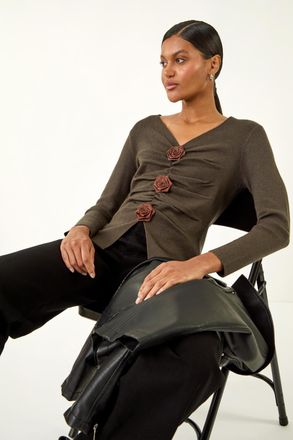 Roman Rose Front Knit Top