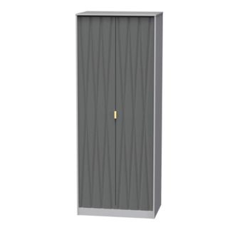 Welcome Furniture Glitz Ready Assembled Wardrobe with 2 Doors - Shadow Matt & Grey - Welcome Furniture | TJ Hughes