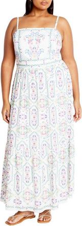 City Chic Mira Print Sleeveless Maxi Dress at Nordstrom, Size Xxl