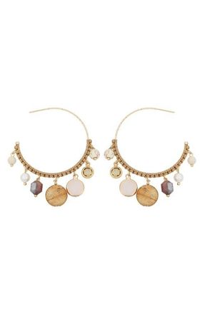 Panacea Mutli Stone Hoop Earrings in Beige at Nordstrom