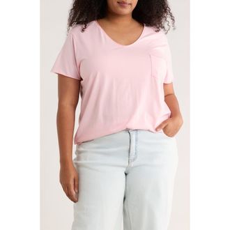 Caslon Rolled Burnout Top in Pink Sunrise at Nordstrom Rack, Size 1X