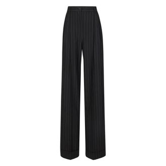 Dolce & Gabbana Wide Trousers, female, Black, L, Striped Trousers