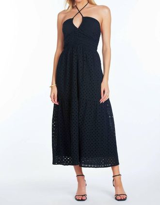 Bishop + Young Aeries Halter Midi Dress In Black Eyelet