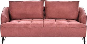 Beliani Beliani - Fabric 3 Seater Sofa Polyester Upholstery Burgundy Hobro