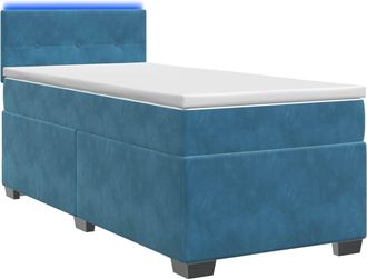 vidaXL Cama Con Base Tapizada, Colch&oacute;n Y Luz Led Azul 90 X 190 Cm Vidaxl
