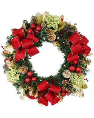 Creative Displays Inc. Handmade 36In Holiday Wreath With Hydrangeas, Ornaments & Bows