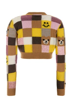 Moschino Womens Embroidered Nylon Blend Cardigan Fantasiagiallo Maglieria