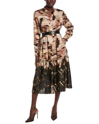Gracia Mock Neck Belted Shirtdress