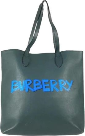 Burberry Pre-owned Tote Bags, female, Green, Size: ONE SIZE Pre-owned 4077155 Shoulder Tote Bag