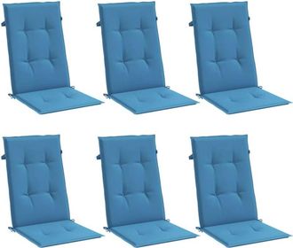 vidaXL Vidaxl - Cojines Silla Respaldo Alto 6 Uds Tela Azul Melange 120x50x4 Cm
