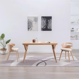 vidaXL Sillas De Comedor 2 Uds Madera Curvada Y Cuero Sint&eacute;tico Crema Vidaxl