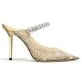 Jimmy Choo London Bing 100 Coarse Glitter Mules, Brand Size 34.5 ( US Size 4.5 )